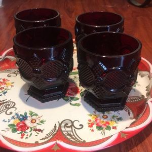 STUNNING SET OF 4 AVON CAPE COD FOOTED GLASSES MCM